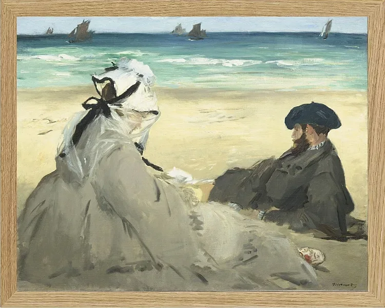 Edouard Manet - Am Strand 1873 | Giclée Kunstdruck gerahmt