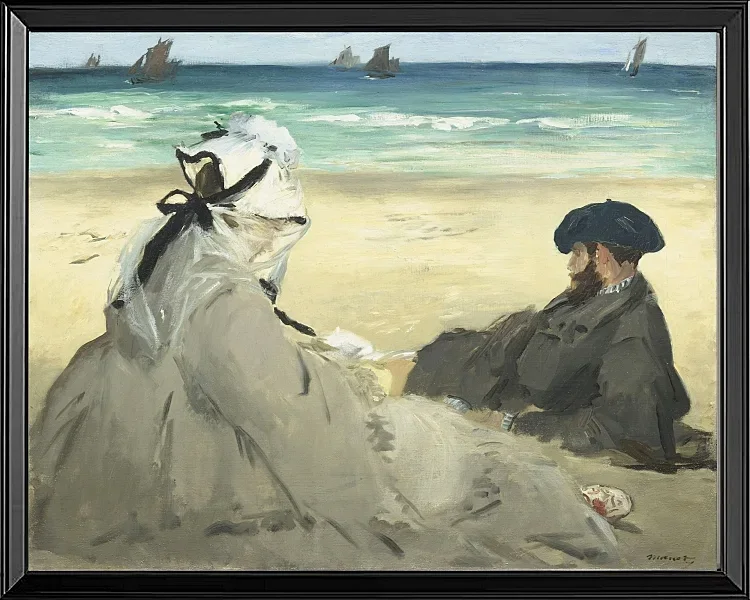 Edouard Manet - Am Strand 1873 | Giclée Kunstdruck gerahmt