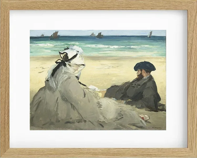 Edouard Manet - Am Strand 1873 | Giclée Kunstdruck gerahmt