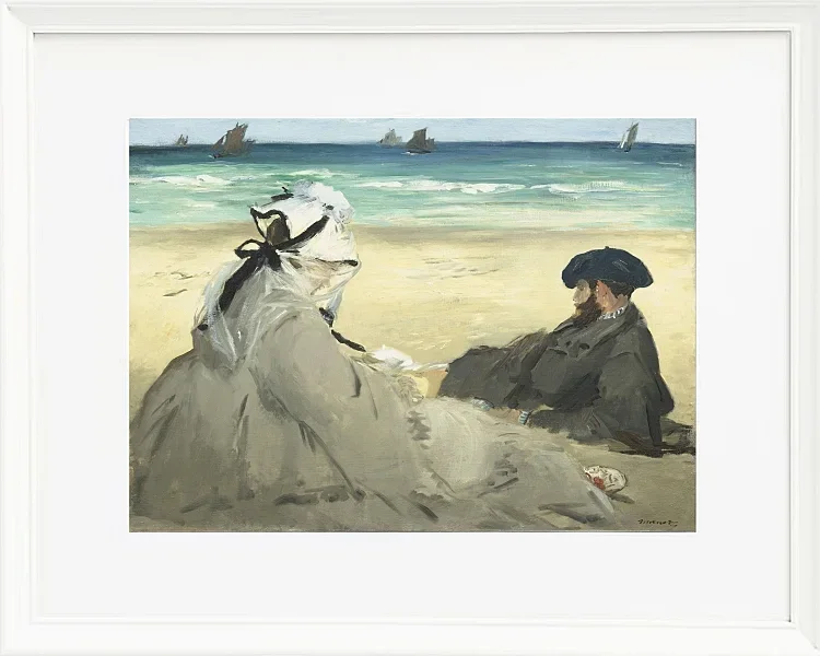 Edouard Manet - Am Strand 1873 | Giclée Kunstdruck gerahmt