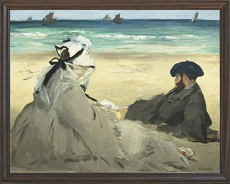 Edouard Manet - Am Strand 1873 | Giclée Kunstdruck gerahmt