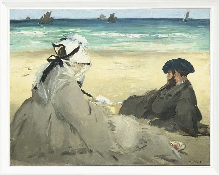 Edouard Manet - Am Strand 1873 | Giclée Kunstdruck gerahmt