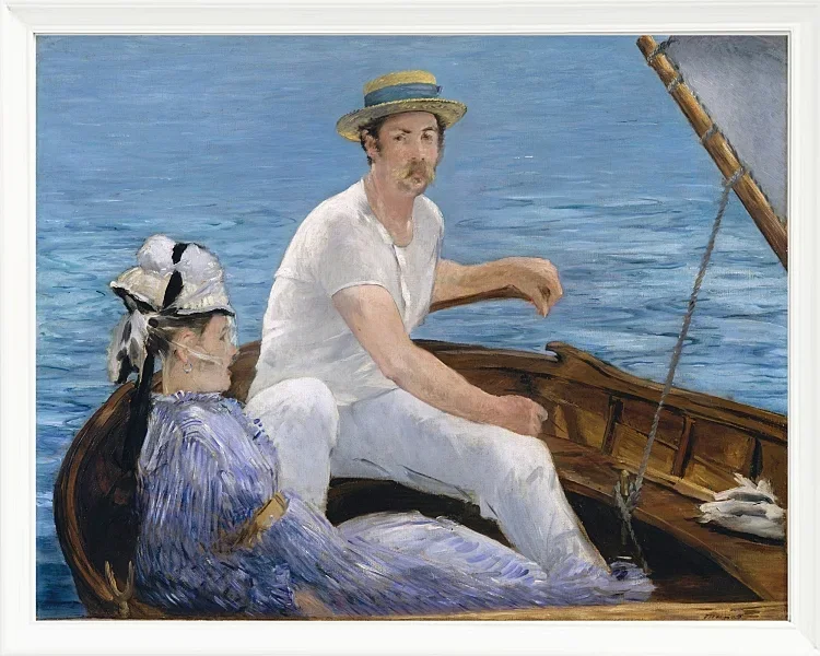 Edouard Manet - Bootfahren 1874 | Giclée Kunstdruck gerahmt