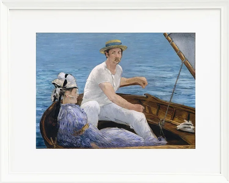 Edouard Manet - Bootfahren 1874 | Giclée Kunstdruck gerahmt