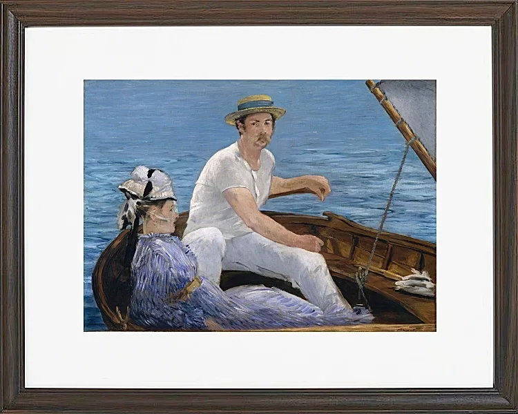 Edouard Manet - Bootfahren 1874 | Giclée Kunstdruck gerahmt
