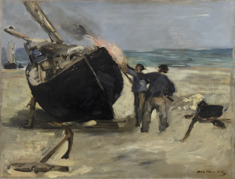 Edouard Manet - Das Boot teeren 1873 | Giclée Kunstdruck gerahmt