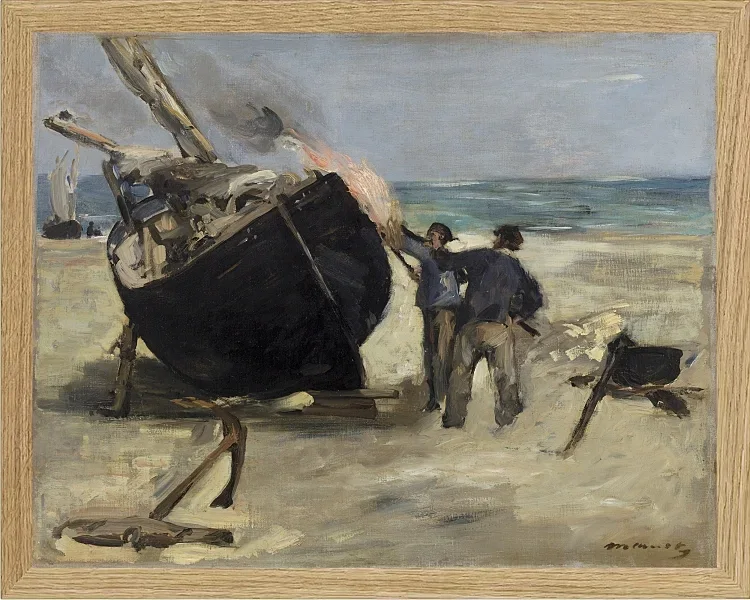 Edouard Manet - Das Boot teeren 1873 | Giclée Kunstdruck gerahmt
