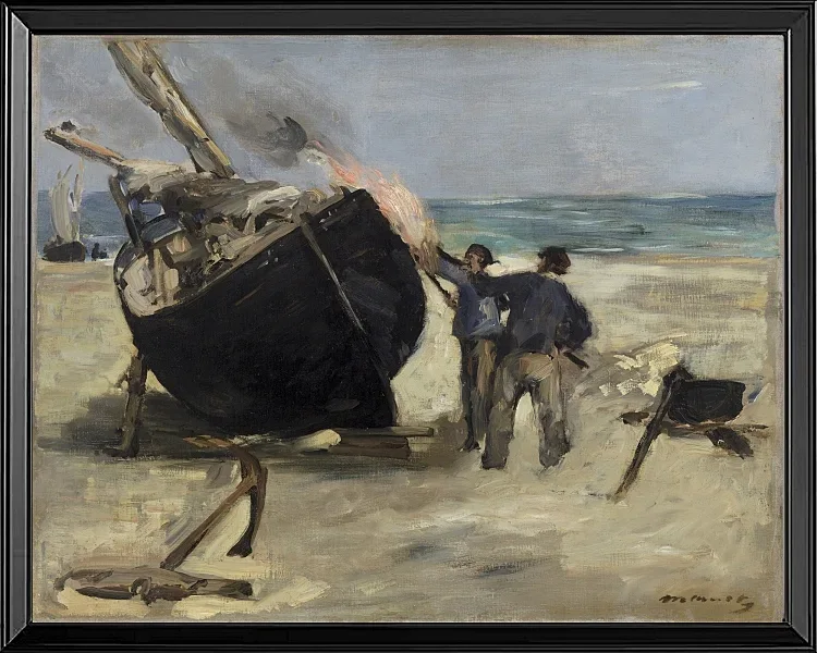 Edouard Manet - Das Boot teeren 1873 | Giclée Kunstdruck gerahmt