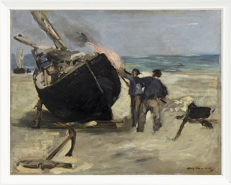 Edouard Manet - Das Boot teeren 1873 | Giclée Kunstdruck gerahmt