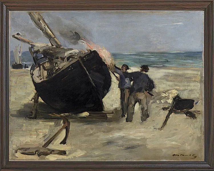 Edouard Manet - Das Boot teeren 1873 | Giclée Kunstdruck gerahmt