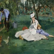 Edouard Manet - Die Familie Monet in ihrem Garten in Argenteuil 1874 | Giclée Kunstdruck gerahmt