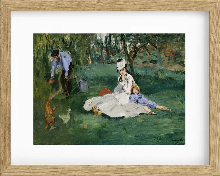 Edouard Manet - Die Familie Monet in ihrem Garten in Argenteuil 1874 | Giclée Kunstdruck gerahmt