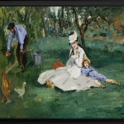 Edouard Manet - Die Familie Monet in ihrem Garten in Argenteuil 1874 | Giclée Kunstdruck gerahmt