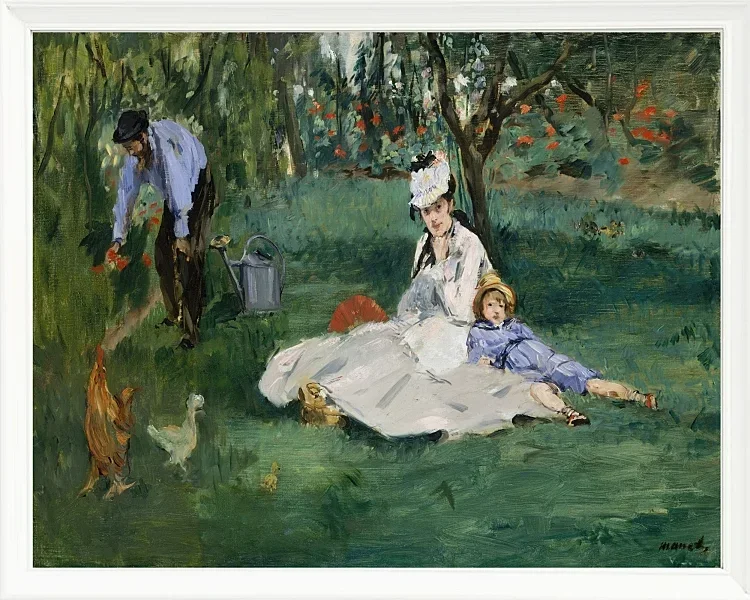 Edouard Manet - Die Familie Monet in ihrem Garten in Argenteuil 1874 | Giclée Kunstdruck gerahmt