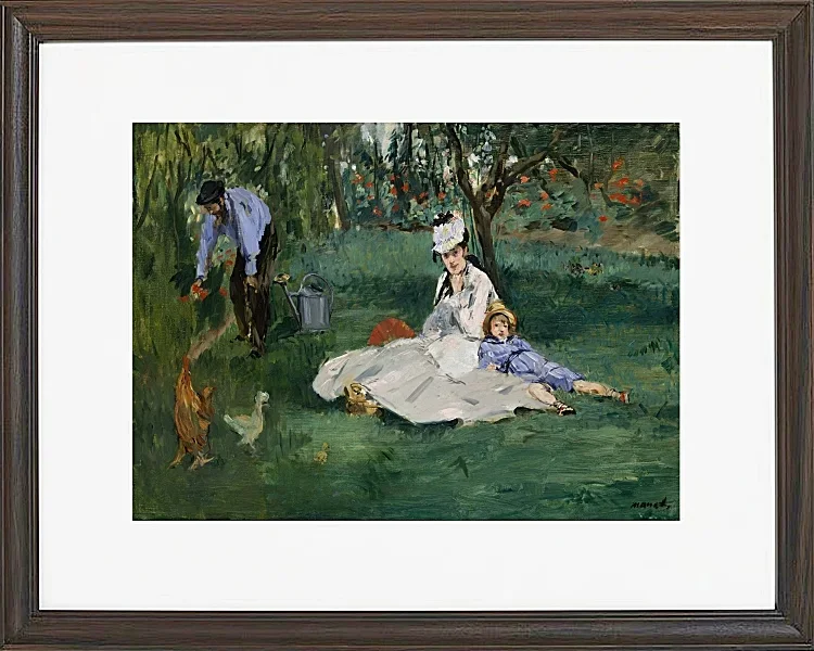 Edouard Manet - Die Familie Monet in ihrem Garten in Argenteuil 1874 | Giclée Kunstdruck gerahmt