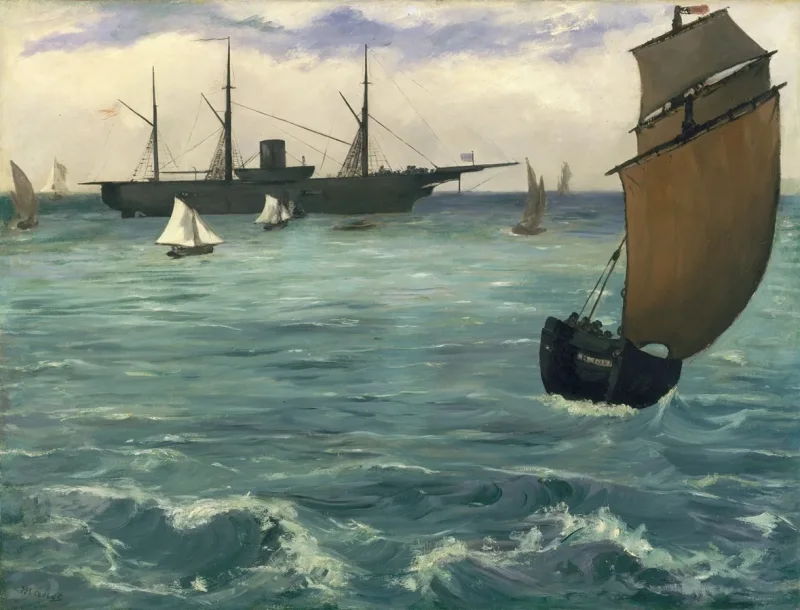 Edouard Manet - Die Kearsarge bei Boulogne 1864 | Giclée Kunstdruck gerahmt
