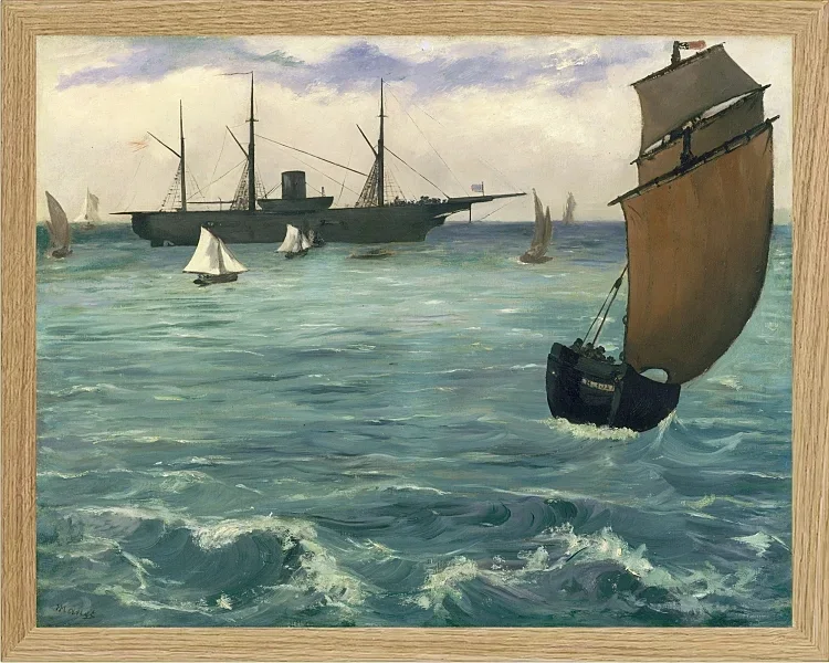 Edouard Manet - Die Kearsarge bei Boulogne 1864 | Giclée Kunstdruck gerahmt