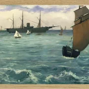 Edouard Manet - Die Kearsarge bei Boulogne 1864 | Giclée Kunstdruck gerahmt