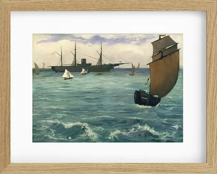Edouard Manet - Die Kearsarge bei Boulogne 1864 | Giclée Kunstdruck gerahmt