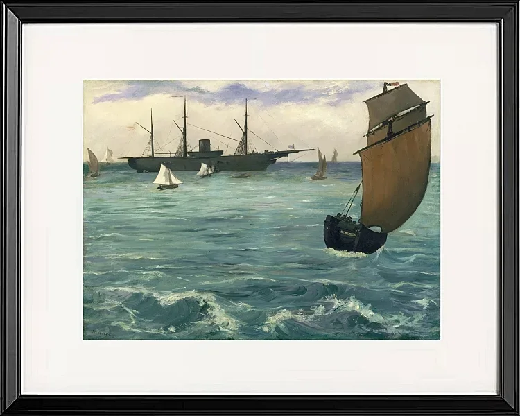 Edouard Manet - Die Kearsarge bei Boulogne 1864 | Giclée Kunstdruck gerahmt