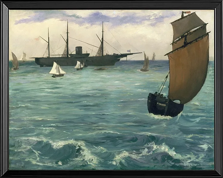 Edouard Manet - Die Kearsarge bei Boulogne 1864 | Giclée Kunstdruck gerahmt
