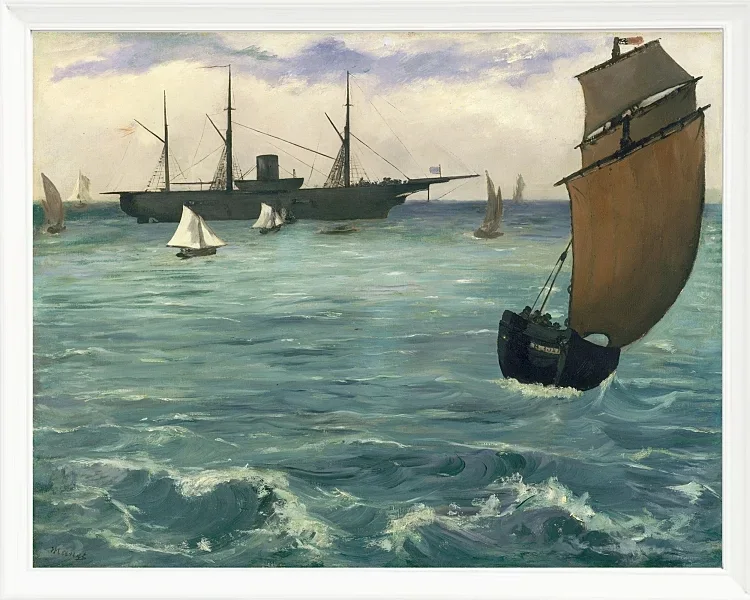Edouard Manet - Die Kearsarge bei Boulogne 1864 | Giclée Kunstdruck gerahmt