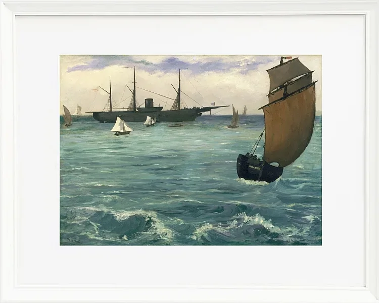 Edouard Manet - Die Kearsarge bei Boulogne 1864 | Giclée Kunstdruck gerahmt