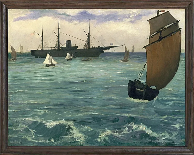 Edouard Manet - Die Kearsarge bei Boulogne 1864 | Giclée Kunstdruck gerahmt