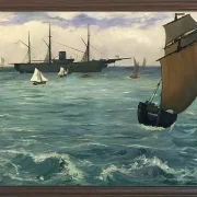 Edouard Manet - Die Kearsarge bei Boulogne 1864 | Giclée Kunstdruck gerahmt