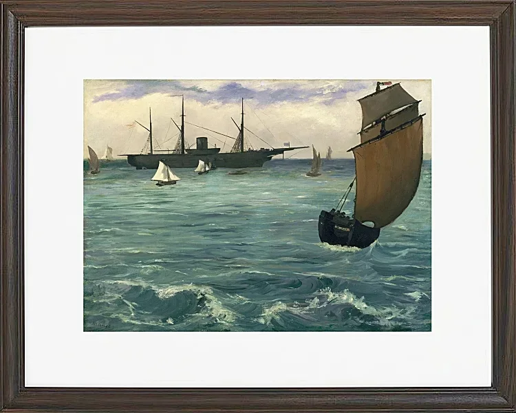 Edouard Manet - Die Kearsarge bei Boulogne 1864 | Giclée Kunstdruck gerahmt