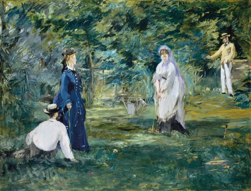 Edouard Manet - Eine Partie Krocket 1873 | Giclée Kunstdruck gerahmt