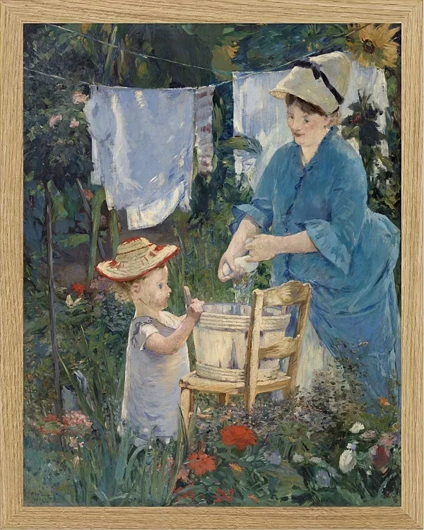 Edouard Manet - Wäscherei 1875 | Giclée Kunstdruck gerahmt