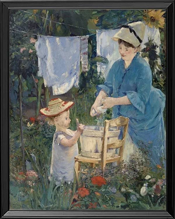 Edouard Manet - Wäscherei 1875 | Giclée Kunstdruck gerahmt