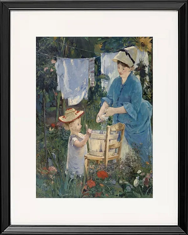 Edouard Manet - Wäscherei 1875 | Giclée Kunstdruck gerahmt
