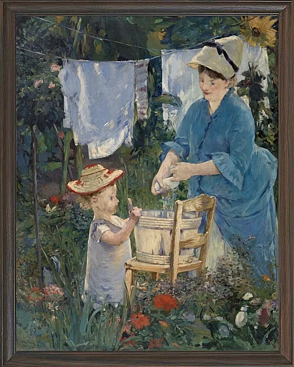 Edouard Manet - Wäscherei 1875 | Giclée Kunstdruck gerahmt