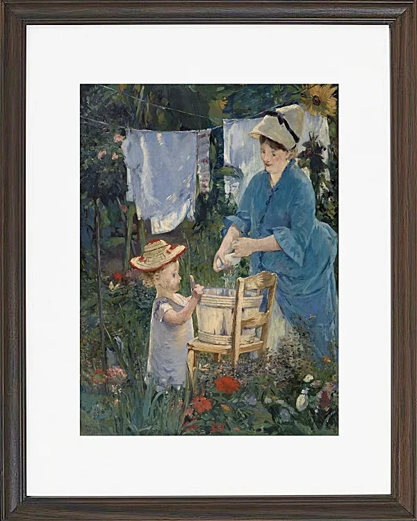 Edouard Manet - Wäscherei 1875 | Giclée Kunstdruck gerahmt
