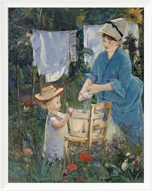 Edouard Manet - Wäscherei 1875 | Giclée Kunstdruck gerahmt