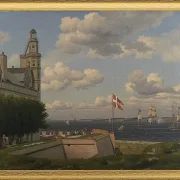 Ein Blick auf die schwedische Küste von den Stadtmauern von Kronborg gesehen - 1829