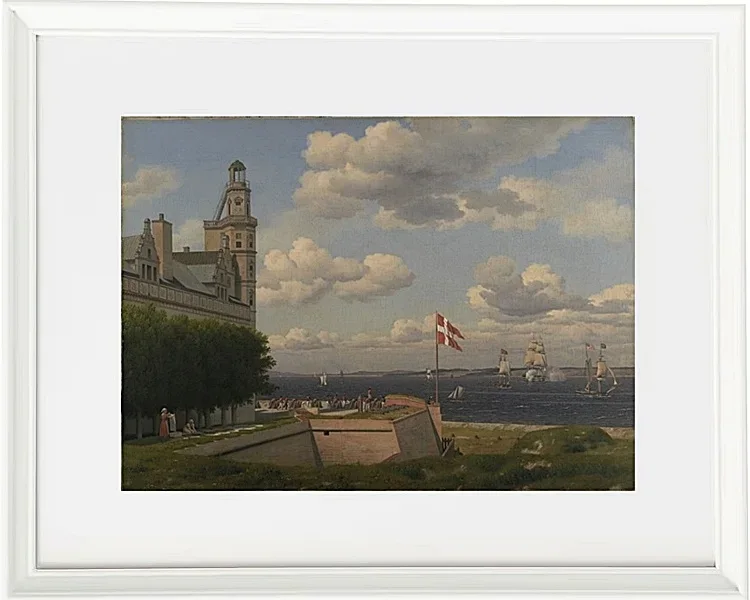 Ein Blick auf die schwedische Küste von den Stadtmauern von Kronborg gesehen - 1829