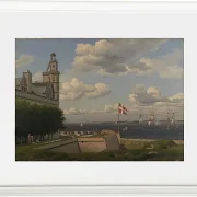 Ein Blick auf die schwedische Küste von den Stadtmauern von Kronborg gesehen - 1829