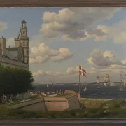 Ein Blick auf die schwedische Küste von den Stadtmauern von Kronborg gesehen - 1829