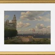 Ein Blick auf die schwedische Küste von den Stadtmauern von Kronborg gesehen - 1829