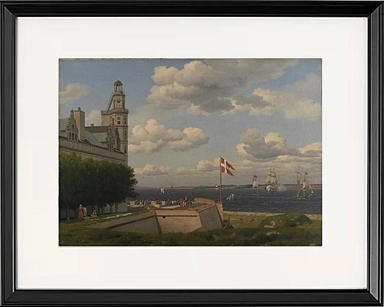 Ein Blick auf die schwedische Küste von den Stadtmauern von Kronborg gesehen - 1829