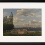 Ein Blick auf die schwedische Küste von den Stadtmauern von Kronborg gesehen - 1829