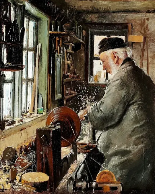 Ein Dreher an seiner Drehbank - 1890