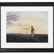 Seeblick auf die Küste der Insel Rügen im Abendlicht - 1818