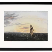 Seeblick auf die Küste der Insel Rügen im Abendlicht - 1818