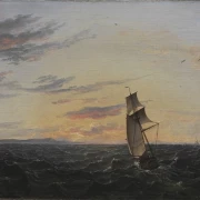 Seeblick auf die Küste der Insel Rügen im Abendlicht - 1818