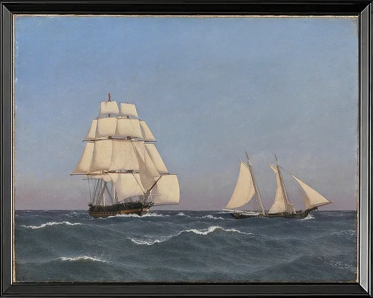 Ein Freibeuter, der eine verfolgende Fregatte segelt - 1845