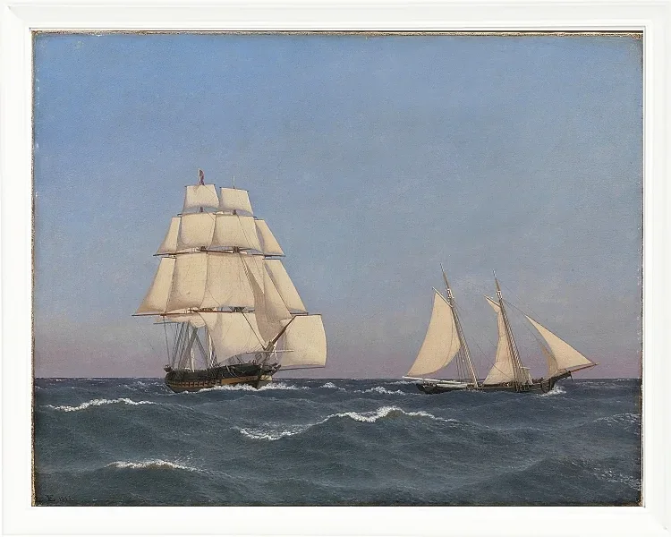 Ein Freibeuter, der eine verfolgende Fregatte segelt - 1845